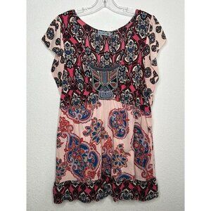 Vintage Y2K Babydoll Top Womens XL Unity World Wear Boho Hippie Gypsy Retro